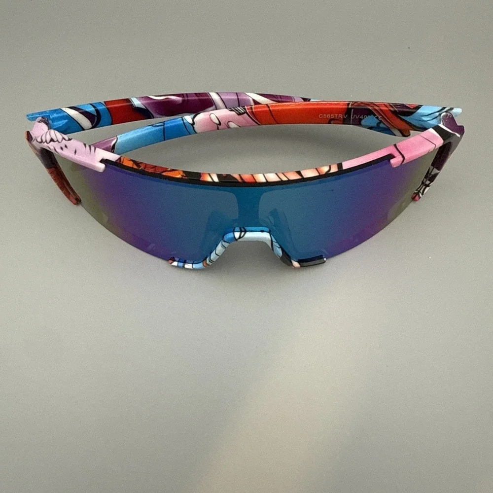 MULTICOLOR GRAFFITI UV400 Shield SUNGLASSES Mirror Lense Sports- Cycle - HOT